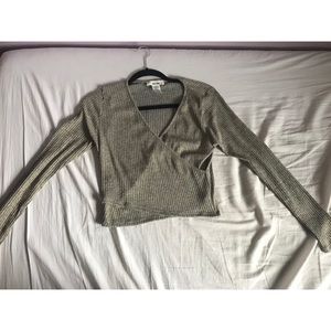 Gold shimmer long sleeve crop top